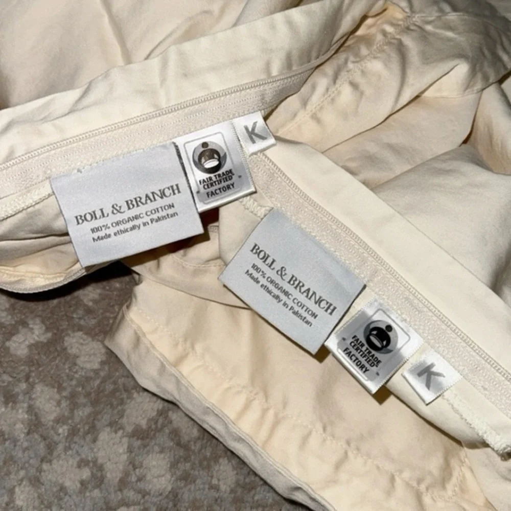 2 x Boll & Branch Signature Soft Natural Organic Cotton King Shams Pillow Covers